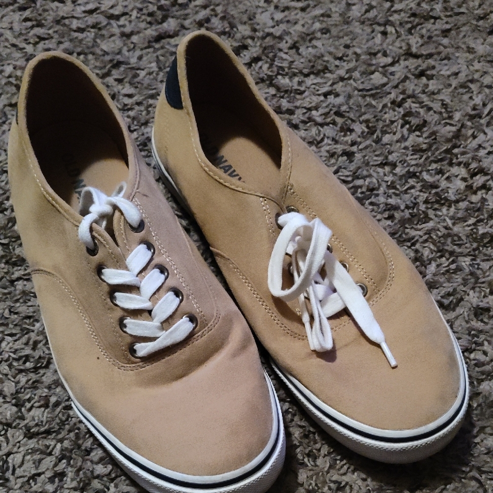 Old Navy Tan and White Canvas Sneakers